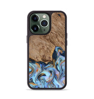 iPhone 13 Pro Wood Phone Case - Tanesha (Teal & Gold, 816073)
