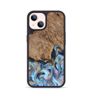 iPhone 14 Wood Phone Case - Tanesha (Teal & Gold, 816073)