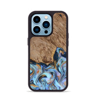 iPhone 14 Pro Wood Phone Case - Tanesha (Teal & Gold, 816073)