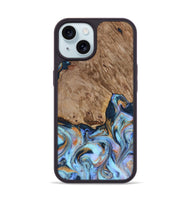 iPhone 15 Wood Phone Case - Tanesha (Teal & Gold, 816073)