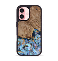 iPhone 16 Wood Phone Case - Tanesha (Teal & Gold, 816073)