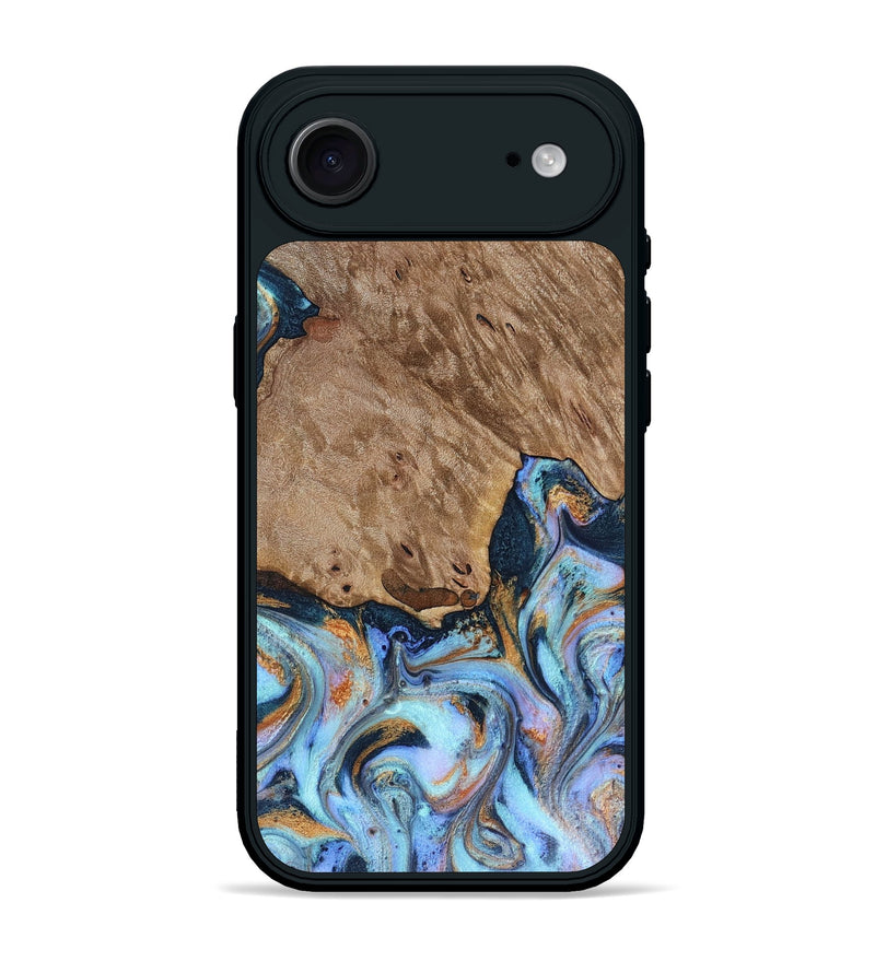 iPhone 17 Air Wood Phone Case - Tanesha (Teal & Gold, 816073)