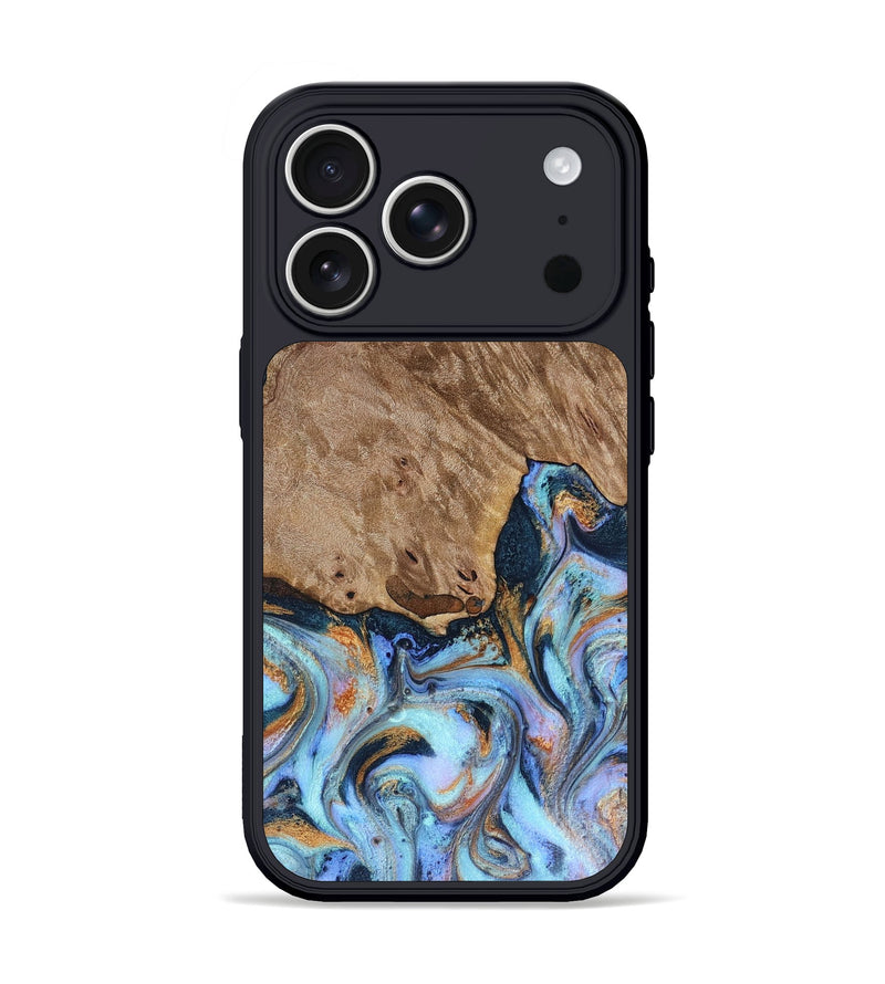 iPhone 17 Pro Wood Phone Case - Tanesha (Teal & Gold, 816073)