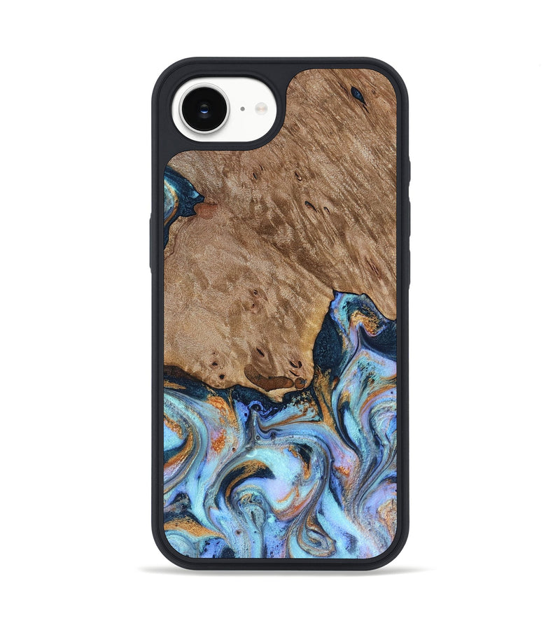 iPhone 17e Wood Phone Case - Tanesha (Teal & Gold, 816073)