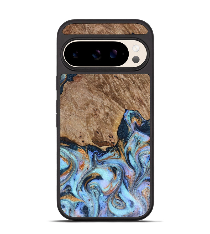 Pixel 10 Wood Phone Case - Tanesha (Teal & Gold, 816073)
