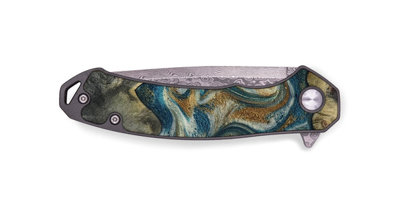 EDC Wood Pocket Knife - Sylvia (Teal & Gold, 816075)