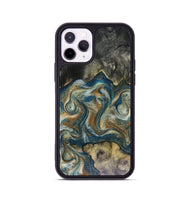 iPhone 11 Pro Wood Phone Case - Sylvia (Teal & Gold, 816075)