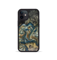 iPhone 12 mini Wood Phone Case - Sylvia (Teal & Gold, 816075)