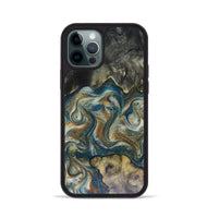 iPhone 12 Pro Wood Phone Case - Sylvia (Teal & Gold, 816075)