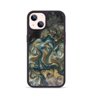 iPhone 14 Wood Phone Case - Sylvia (Teal & Gold, 816075)