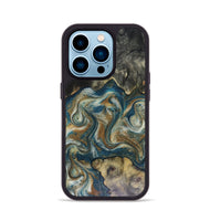 iPhone 14 Pro Wood Phone Case - Sylvia (Teal & Gold, 816075)