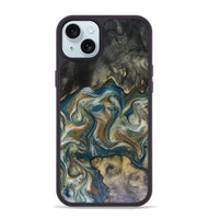 iPhone 15 Plus Wood Phone Case - Sylvia (Teal & Gold, 816075)