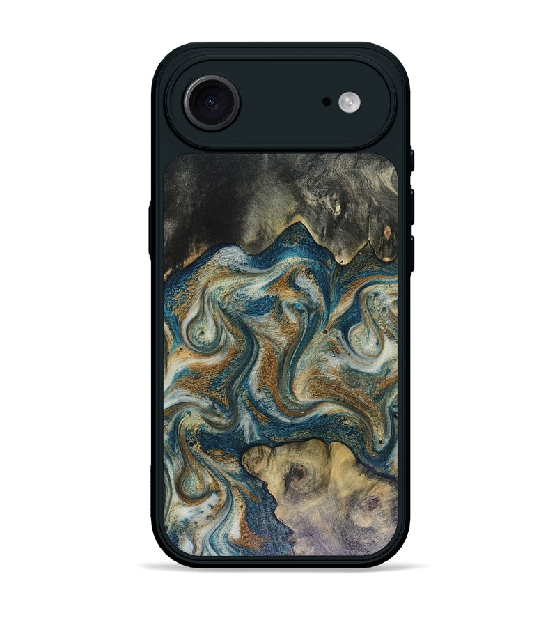 iPhone 17 Air Wood Phone Case - Sylvia (Teal & Gold, 816075)