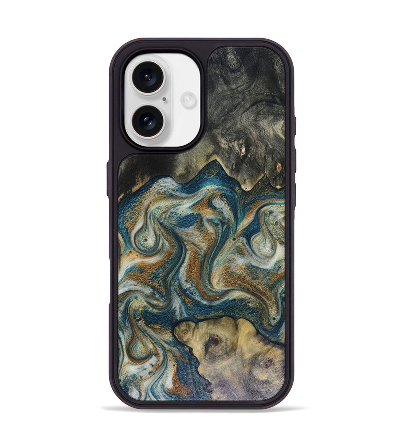 iPhone 17 Wood Phone Case - Sylvia (Teal & Gold, 816075)