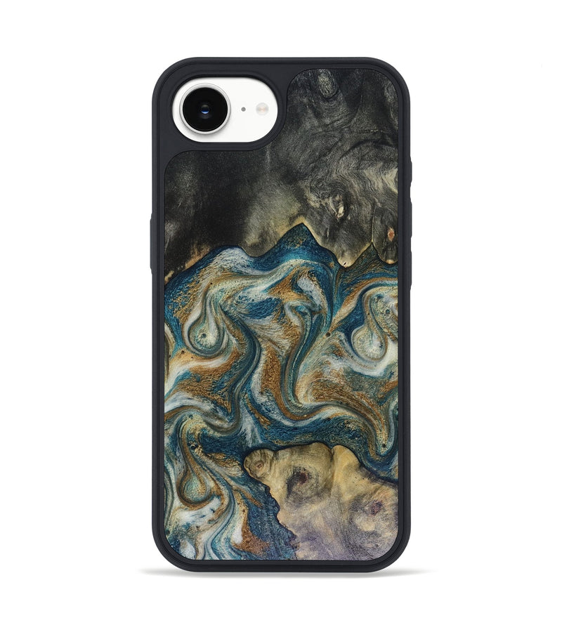 iPhone 17e Wood Phone Case - Sylvia (Teal & Gold, 816075)