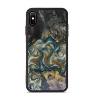iPhone Xs Max Wood Phone Case - Sylvia (Teal & Gold, 816075)