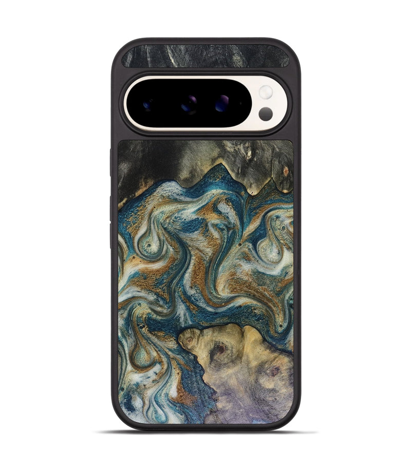 Pixel 9 Pro Wood Phone Case - Sylvia (Teal & Gold, 816075)
