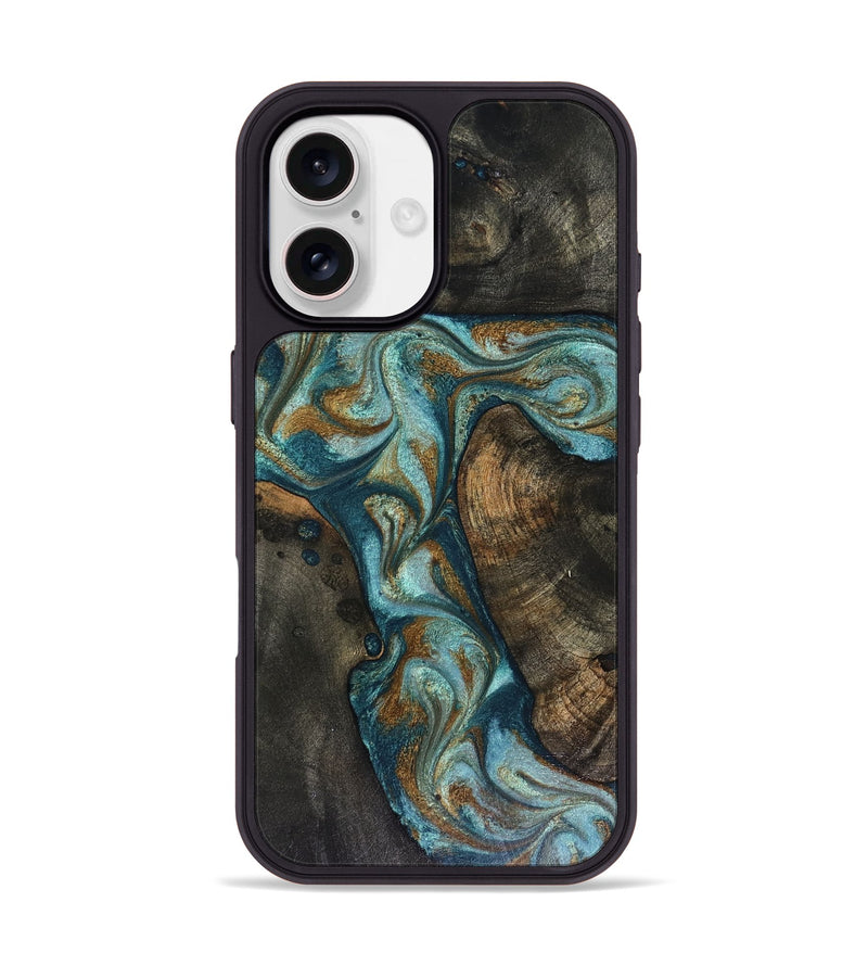 iPhone 17 Wood Phone Case - Eulalia (Teal & Gold, 816076)