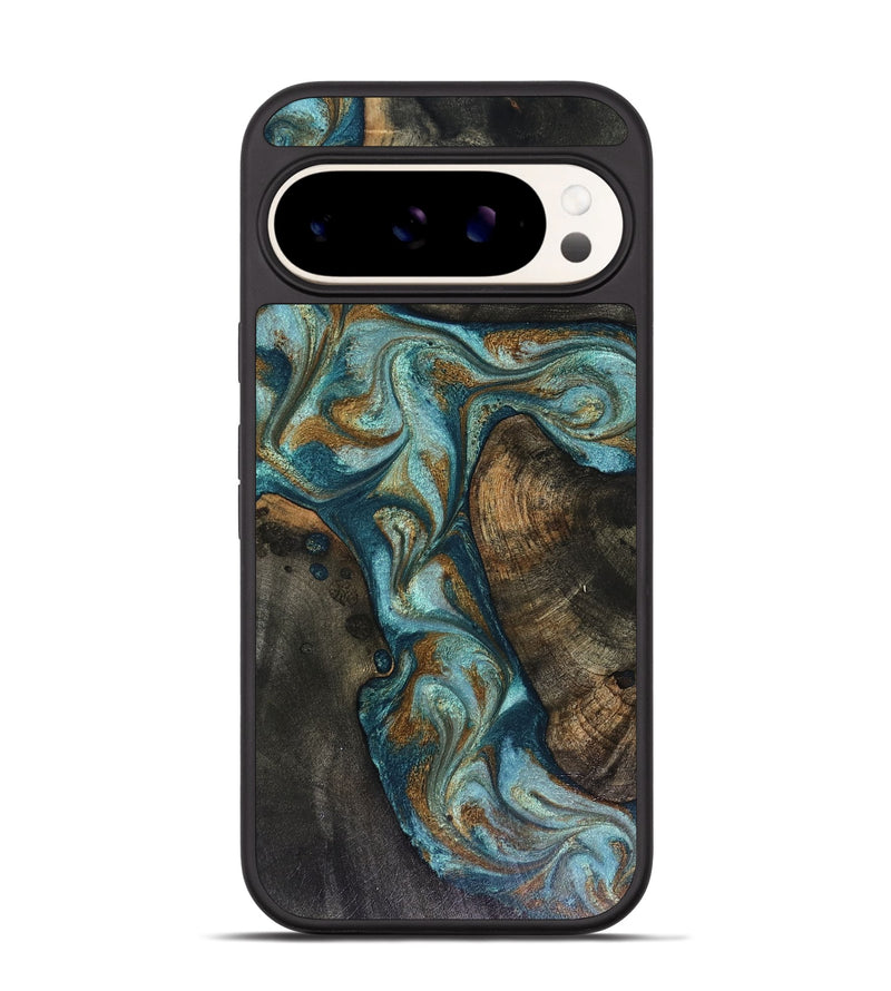 Pixel 9 Wood Phone Case - Eulalia (Teal & Gold, 816076)