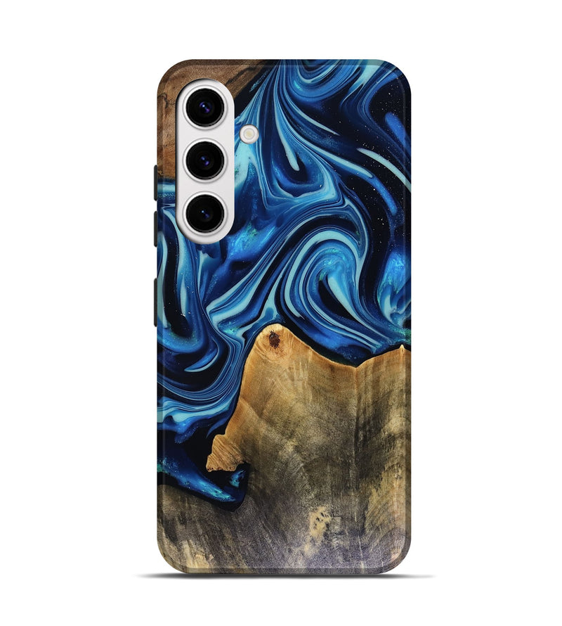 Galaxy S25 Wood Live Edge Phone Case - Brandy (Blue, 816126)