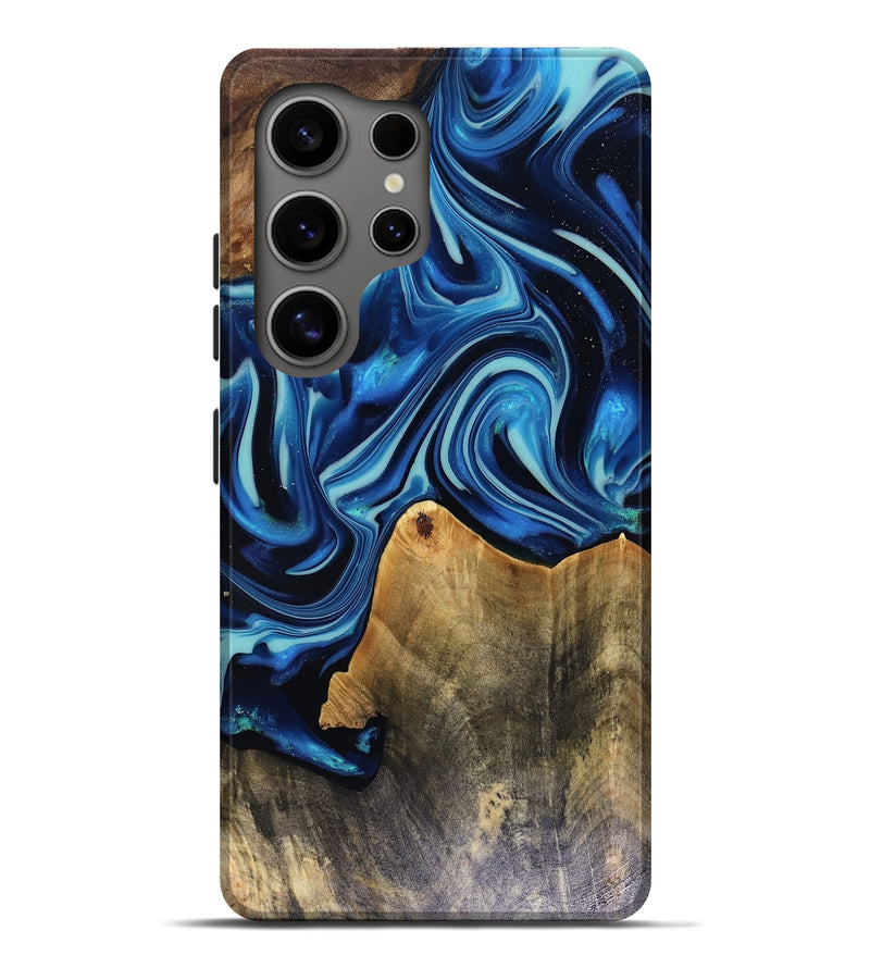 Galaxy S25 Ultra Wood Live Edge Phone Case - Brandy (Blue, 816126)