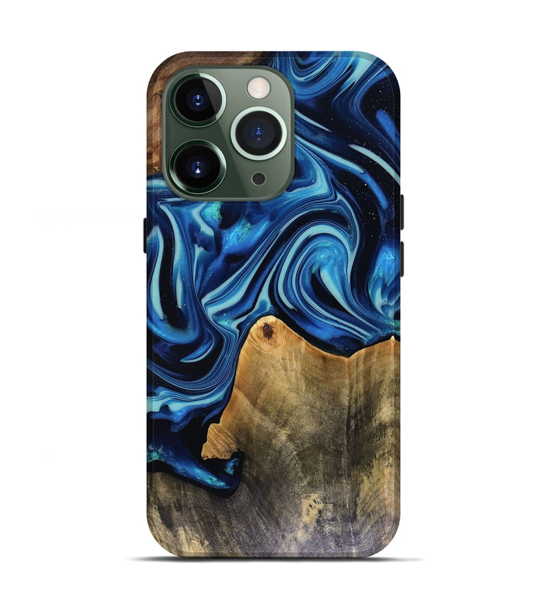 iPhone 13 Pro Wood Live Edge Phone Case - Brandy (Blue, 816126)