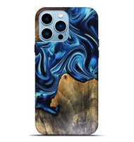 iPhone 14 Pro Max Wood Live Edge Phone Case - Brandy (Blue, 816126)