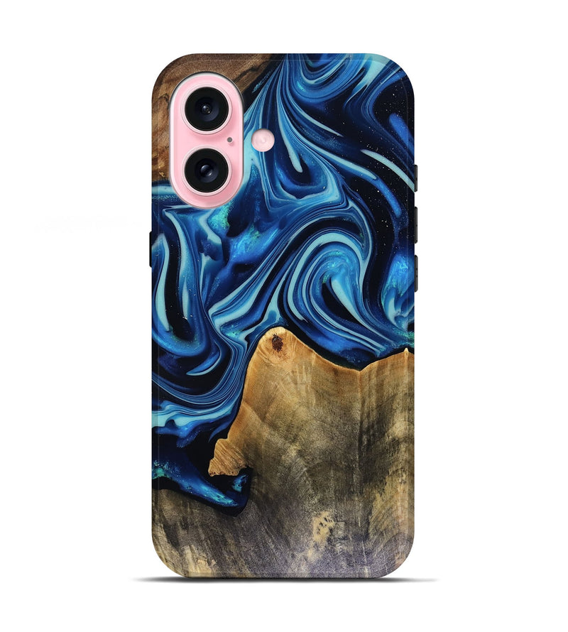 iPhone 17 Wood Live Edge Phone Case - Brandy (Blue, 816126)