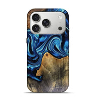 iPhone 17 Pro Wood Live Edge Phone Case - Brandy (Blue, 816126)
