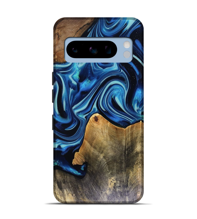 Pixel 8 Pro Wood Live Edge Phone Case - Brandy (Blue, 816126)