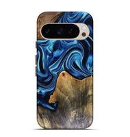 Pixel 9 Pro Wood Live Edge Phone Case - Brandy (Blue, 816126)