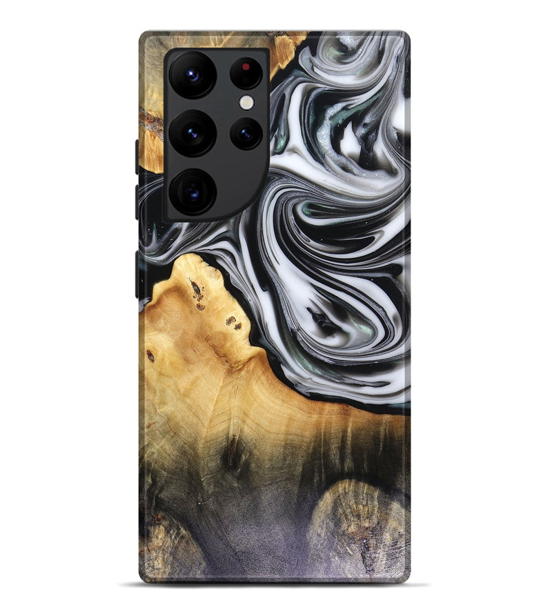 Galaxy S22 Ultra Wood Live Edge Phone Case - Taina (Black & White, 816127)