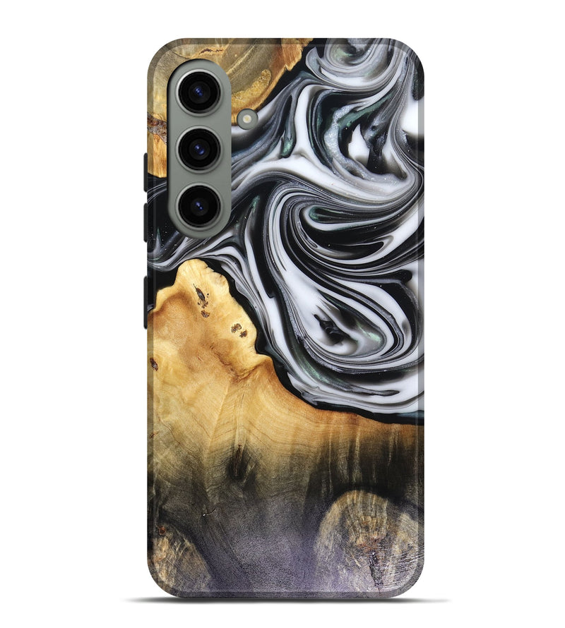 Galaxy S24 Plus Wood Live Edge Phone Case - Taina (Black & White, 816127)