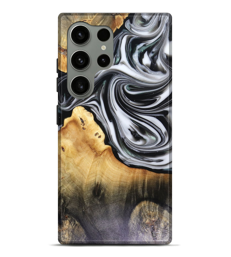 Galaxy S24 Ultra Wood Live Edge Phone Case - Taina (Black & White, 816127)