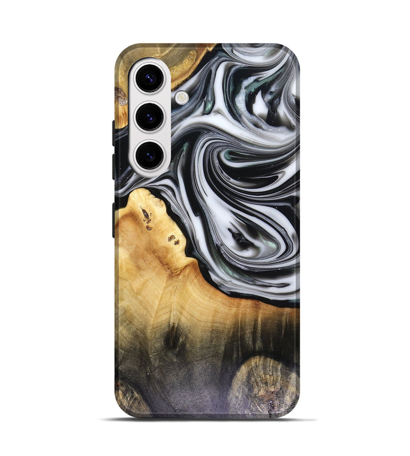 Galaxy S25 Wood Live Edge Phone Case - Taina (Black & White, 816127)