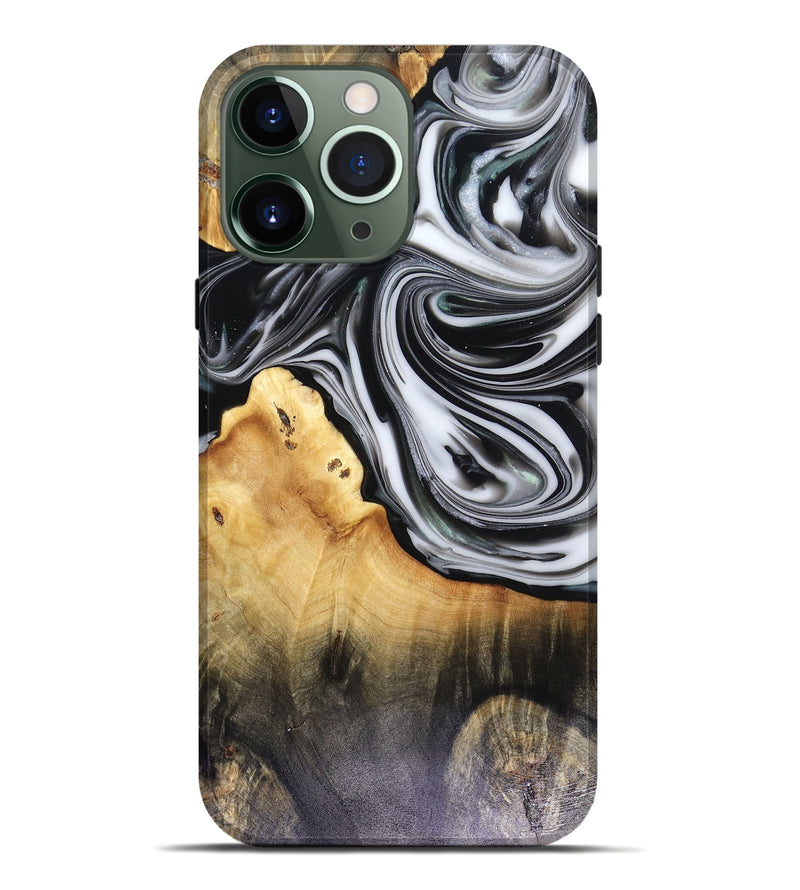iPhone 13 Pro Max Wood Live Edge Phone Case - Taina (Black & White, 816127)