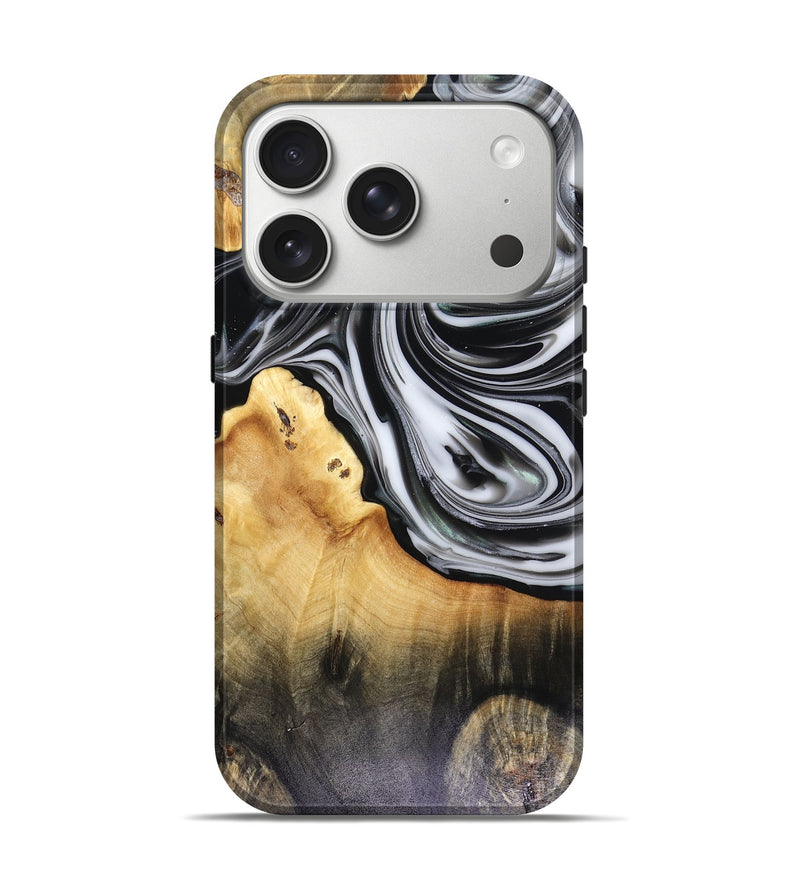 iPhone 17 Pro Wood Live Edge Phone Case - Taina (Black & White, 816127)