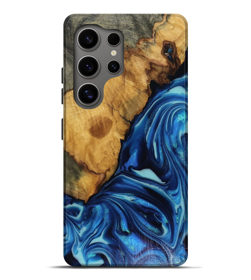 Galaxy S25 Ultra Wood Live Edge Phone Case - Louise (Blue, 816128)