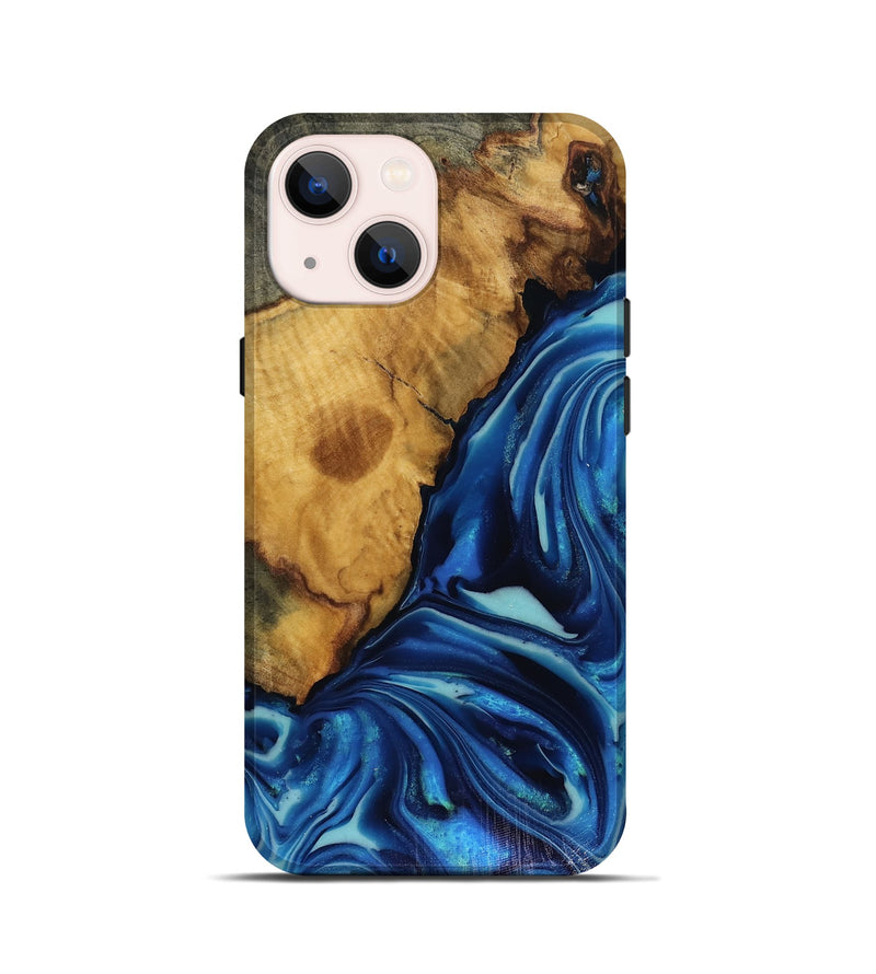 iPhone 13 mini Wood Live Edge Phone Case - Louise (Blue, 816128)