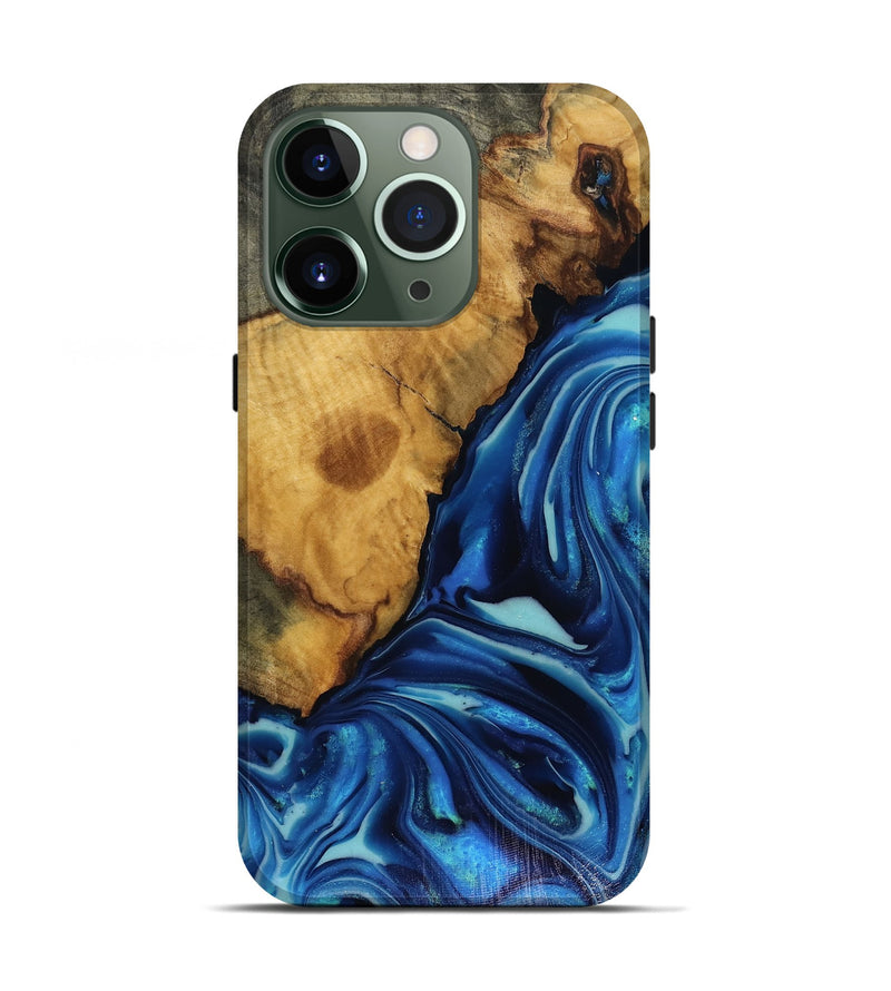 iPhone 13 Pro Wood Live Edge Phone Case - Louise (Blue, 816128)