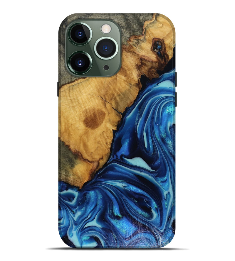 iPhone 13 Pro Max Wood Live Edge Phone Case - Louise (Blue, 816128)