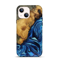 iPhone 14 Wood Live Edge Phone Case - Louise (Blue, 816128)