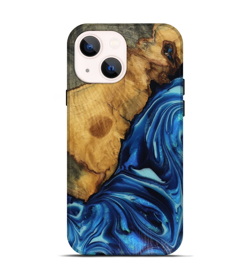 iPhone 14 Wood Live Edge Phone Case - Louise (Blue, 816128)