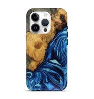 iPhone 15 Pro Wood Live Edge Phone Case - Louise (Blue, 816128)