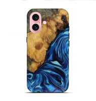 iPhone 16 Wood Live Edge Phone Case - Louise (Blue, 816128)