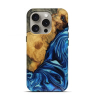 iPhone 16 Pro Wood Live Edge Phone Case - Louise (Blue, 816128)
