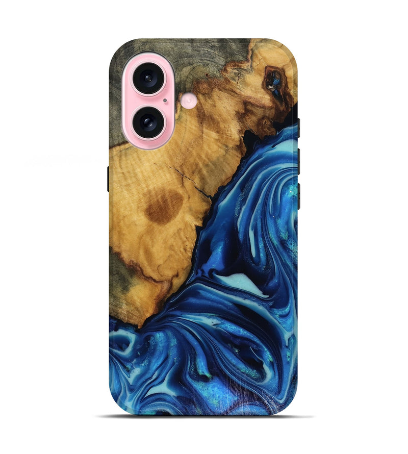 iPhone 17 Wood Live Edge Phone Case - Louise (Blue, 816128)