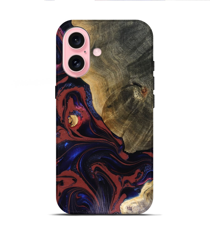 iPhone 16 Wood Live Edge Phone Case - Louie (Red, 816129)