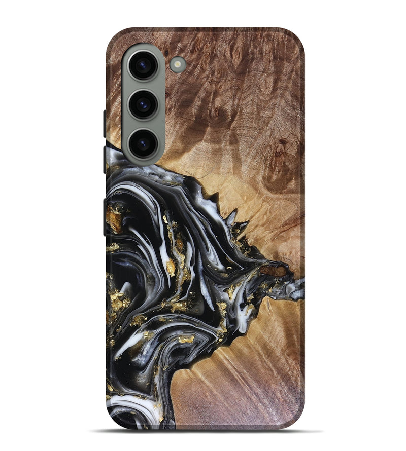Galaxy S23 Plus Wood Live Edge Phone Case - Augusta (Black & White, 816131)