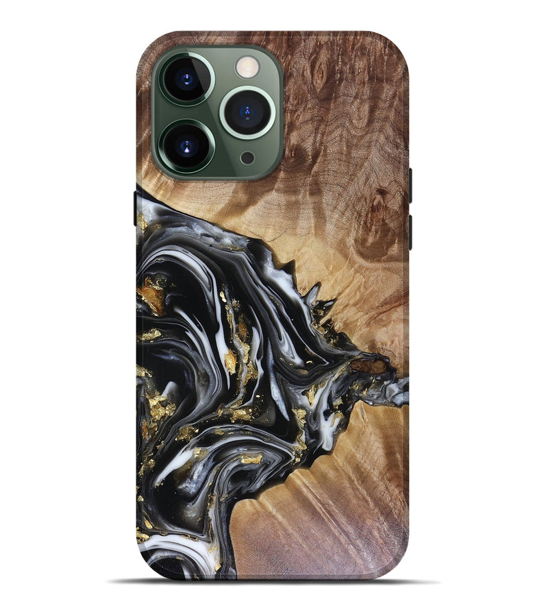 iPhone 13 Pro Max Wood Live Edge Phone Case - Augusta (Black & White, 816131)